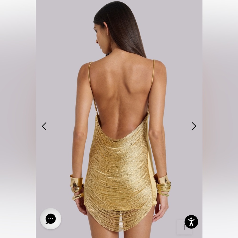 Jaded London Lavinia Backless Fringe Mini Dress in Gold - Picture 5 of 12